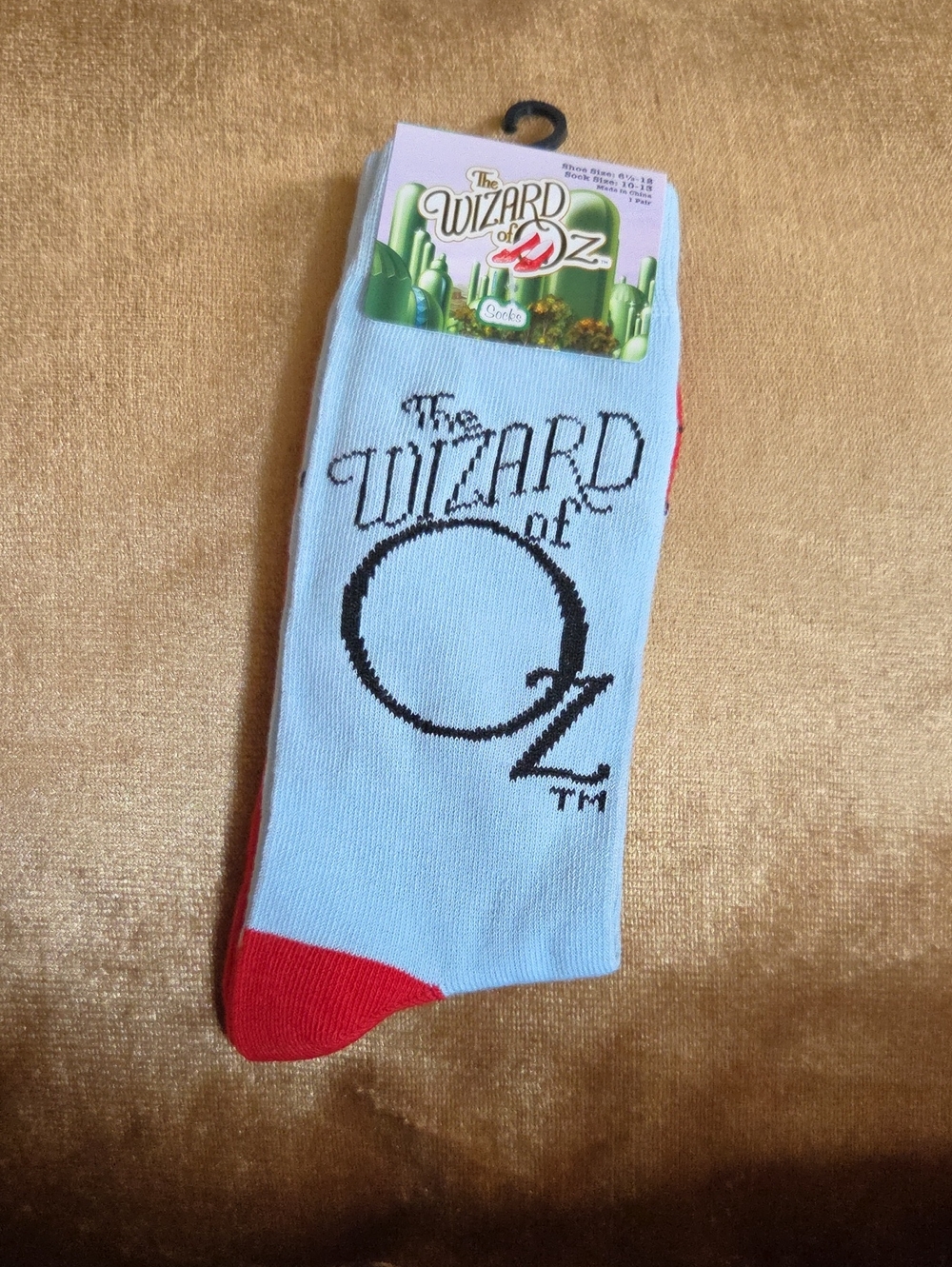 Wizard of Oz Light Blue Crew Socks with Red Toe